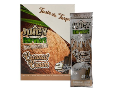 Juicy Jay Hemp Wraps Coconut Cream Box 25 x 2 Fers