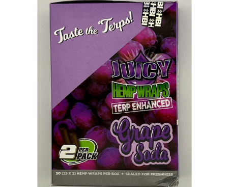 Juicy Jay Hemp Wraps Grape Soda Box 25 x 2 Fers