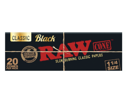 Raw Preroll Black Cone 1/4 20Ct 12 Display